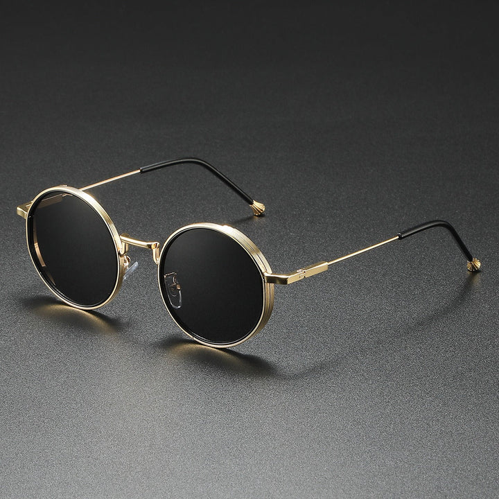 Elegant vintage-style round metal frames, unisex design. Fashionable eyewear with essential UV400 protection.