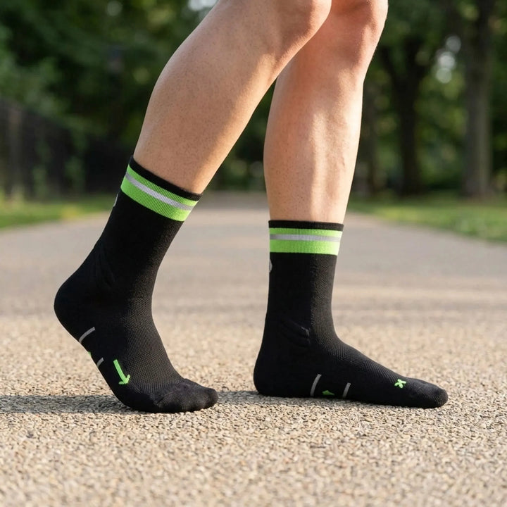 Unisex mid-calf athletic compression socks for enhanced running, training, and sports performance.