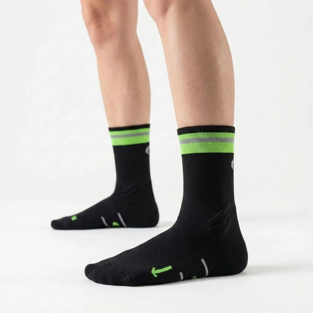 Performance-boosting unisex compression socks, mid-calf length, ideal for activewear, running, and cycling.