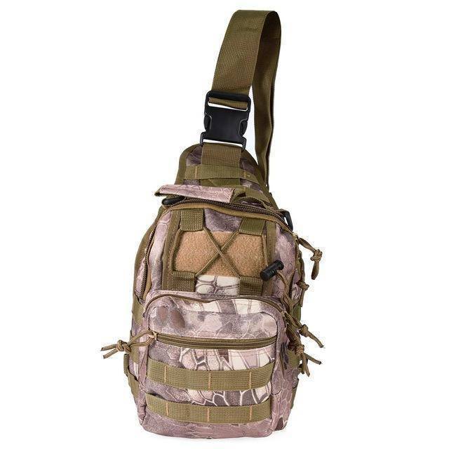 Unisex tactical survival sling shoulder backpack in camouflage print, for rugged use