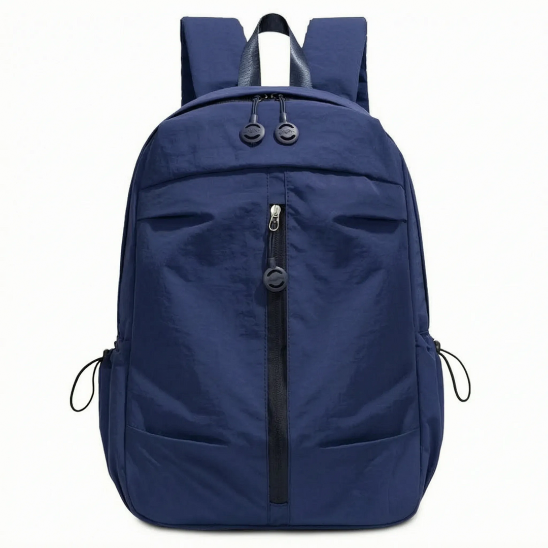 Minimalist travel backpack with laptop compartment, lightweight, unisex, perfect for work, school, or weekend trips.