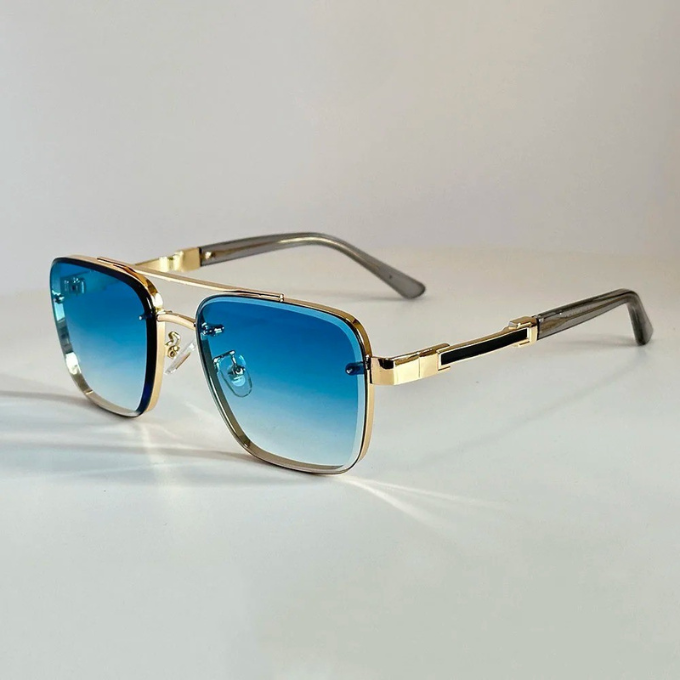 Retro square fashion sunglasses, Monaco gradient lenses, sleek unisex metal frame eyewear.