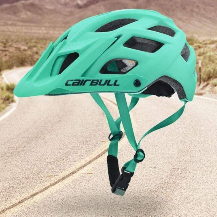 Unisex MTB XC trail helmet in matte black, front view, for cycling safety.