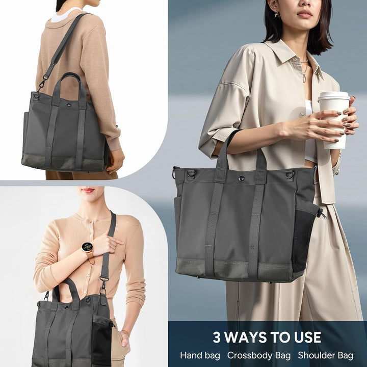 Highly organized commuter laptop tote bag, multiple sections & an adjustable shoulder strap.