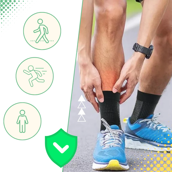 Person wearing white unisex open-toe compression socks for all-day foot support, comfort, and relief from swelling.