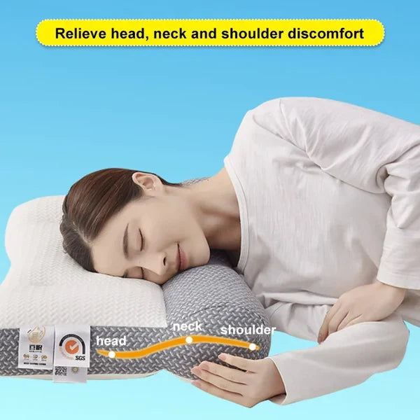 Comfortable orthopedic neck pillow for sleeping. Washable cover, pain relief & improved sleep quality for all.