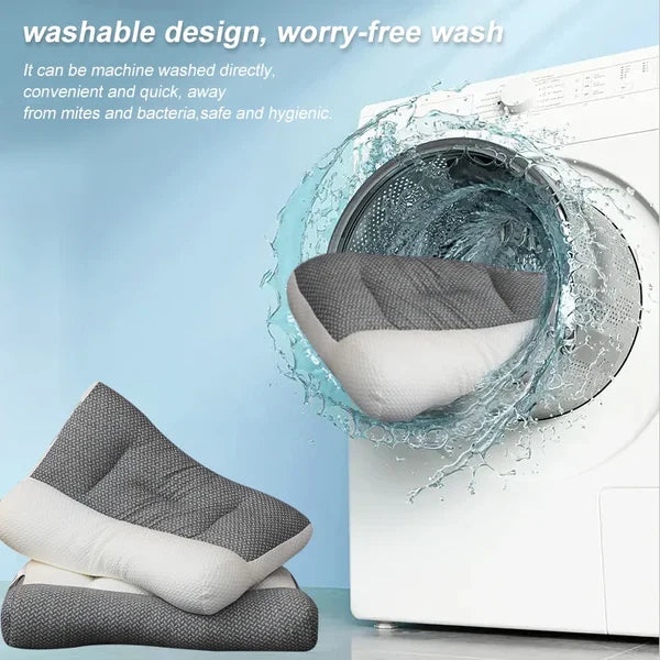 Orthopedic sleep pillow for neck pain relief. Contoured design supports back and side sleeping for healthy rest.