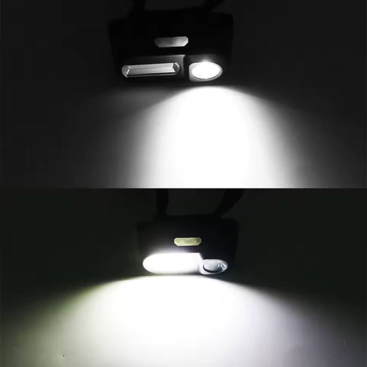 Versatile trail gear: an LED headlamp for night running, camping, hiking, and emergency use.