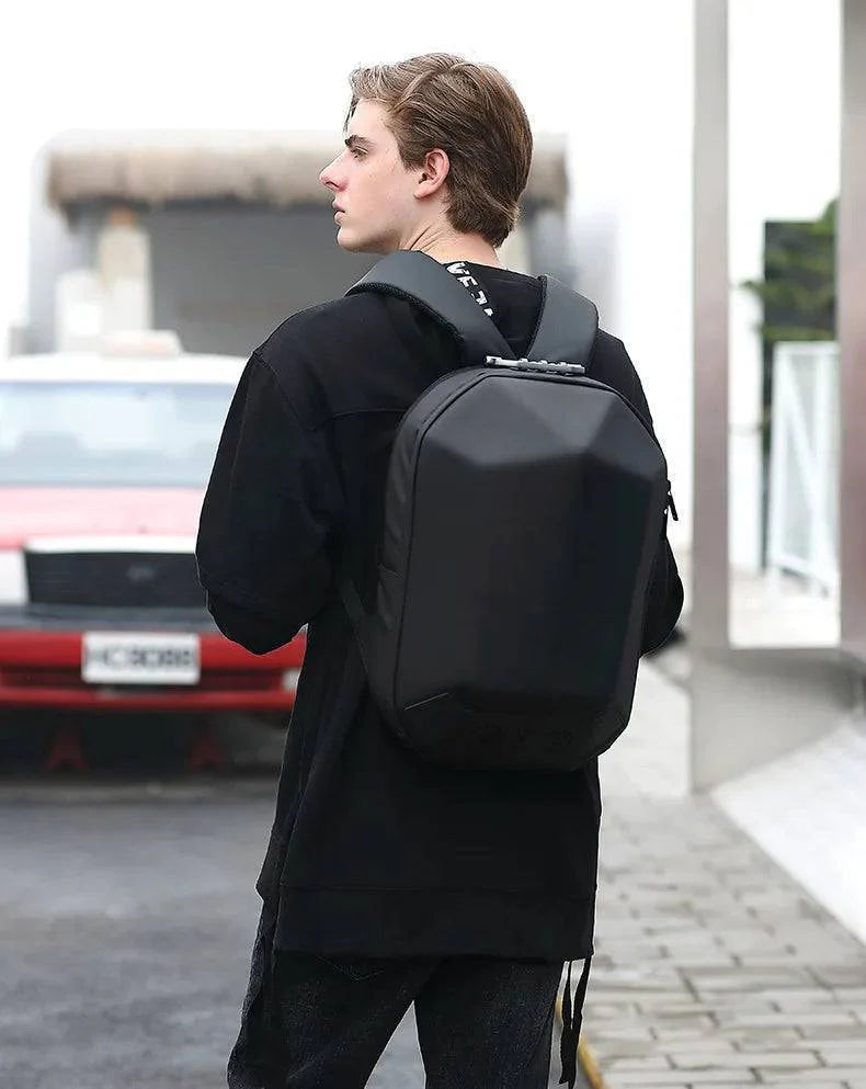 Unisex outdoor music box backpack, durable travel bag with integrated Bluetooth speaker and USB port.