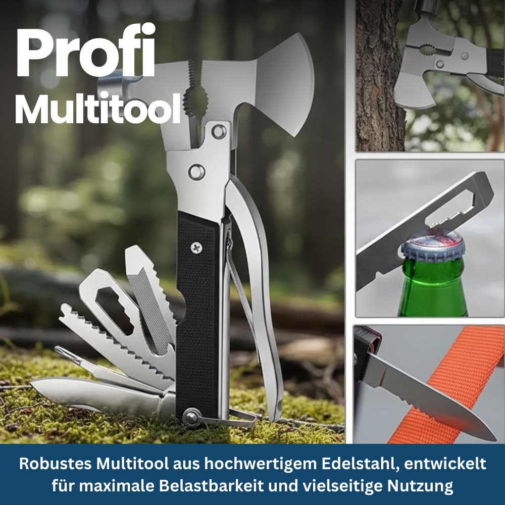 Comprehensive survival kit with multiple tools for outdoor adventures, bushcraft, and prepper activities.