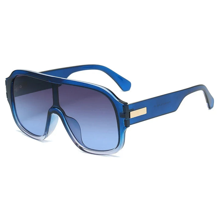 Contemporary unisex oversized gradient lens sunglasses, offering stylish protection and a modern design.