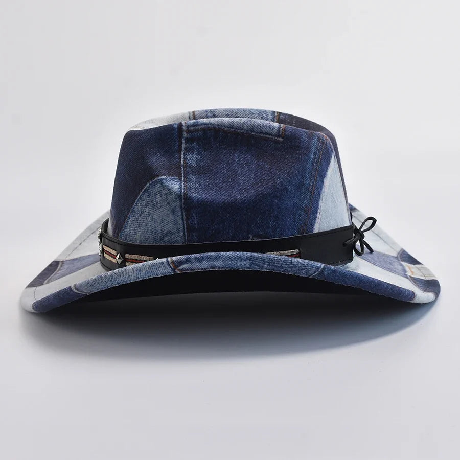 Stylish unisex western hat, a patchwork cowboy accessory with an iconic bull head design.
