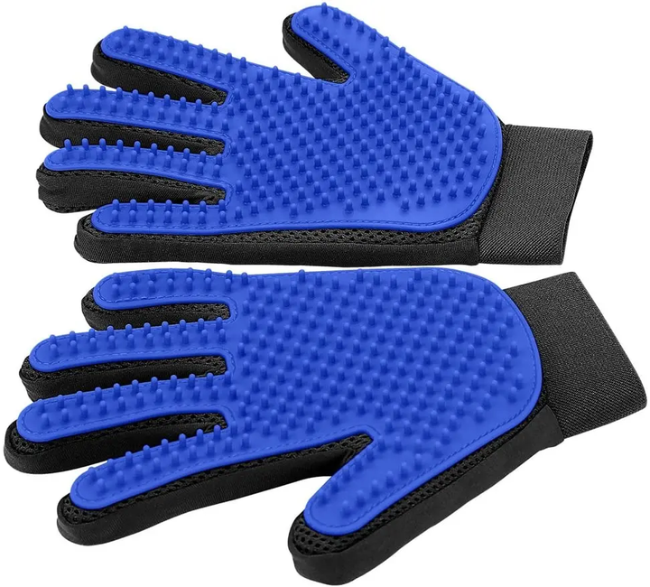 Unisex pet grooming glove for gentle hair removal, deshedding, and massage for dogs & cats.