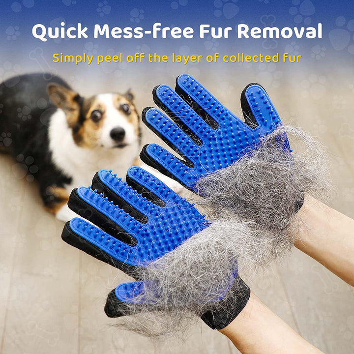 Durable pet grooming glove with adjustable strap, efficient hair removal and pet care tool for cats.