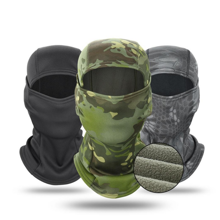 Unisex polar fleece balaclava for skiing, snowboarding, and cold weather sports, covering head and neck.