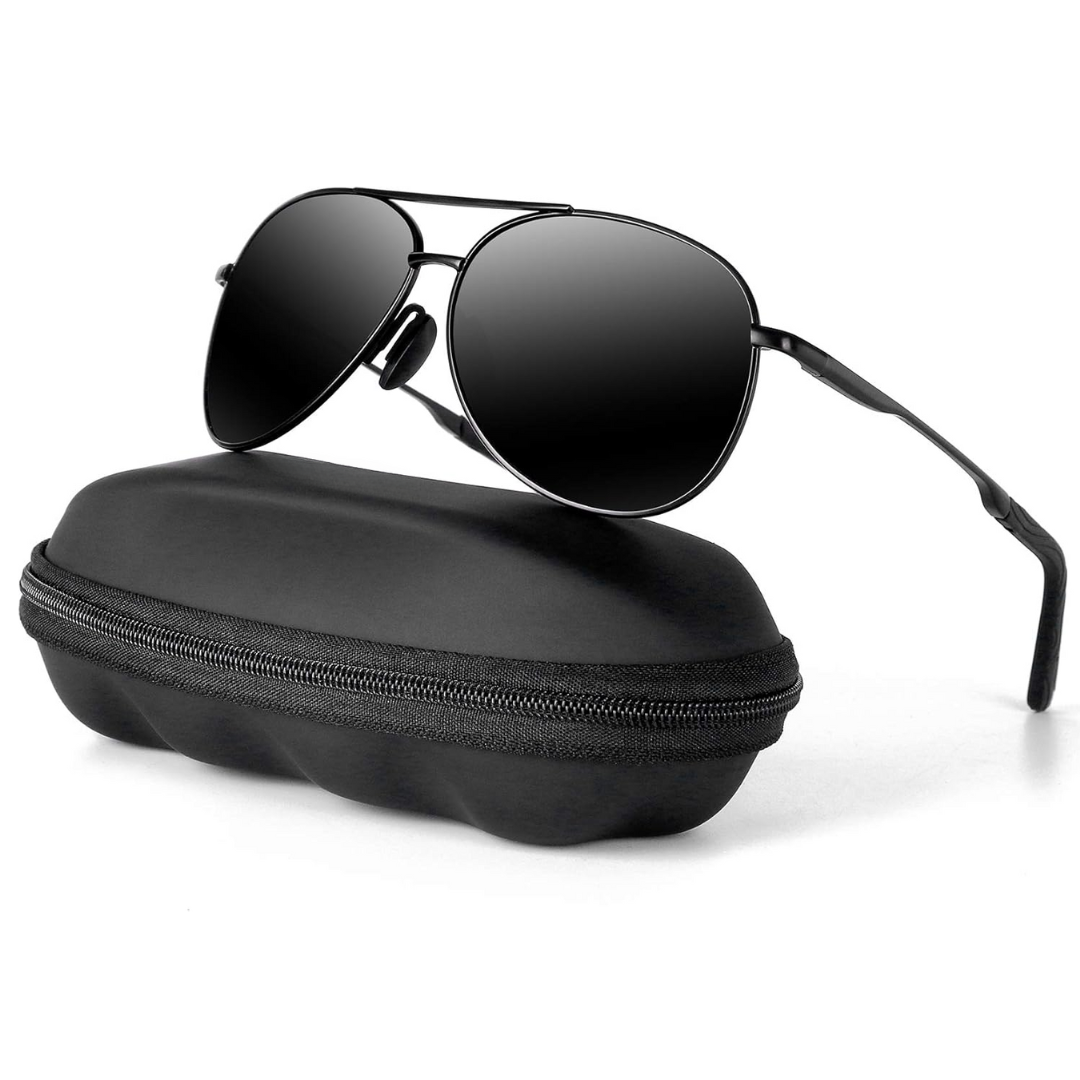 Polarized UV400 aviator sunglasses for men & women, offering superior eye protection during driving & outdoor sports.