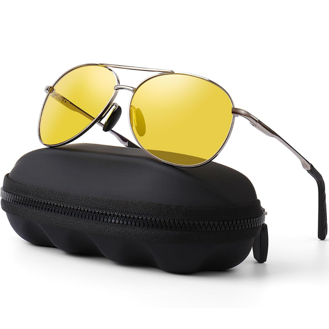 Metal frame unisex aviator sunglasses. Polarized UV400 lenses ensure optimal eye protection & stylish eyewear.