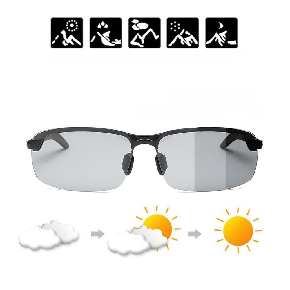 Lightweight Unisex Photochromic Sports Eyewear. Polarized UV400 lenses perfect for cycling, driving, and fishing.