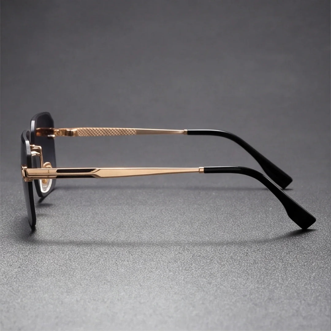 Gray polished beveled edge unisex sunglasses, fashionable and durable eyewear accessory.