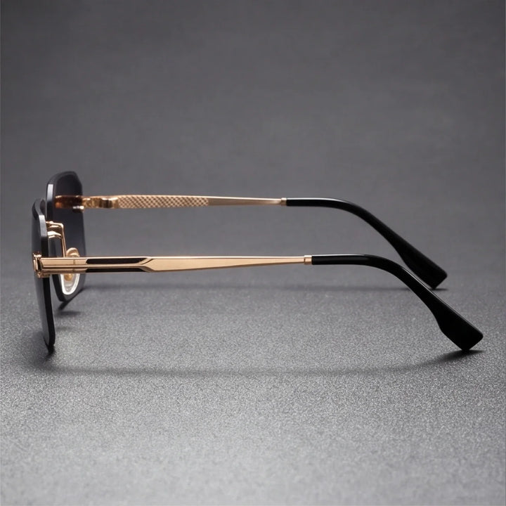 Gray polished beveled edge unisex sunglasses, fashionable and durable eyewear accessory.