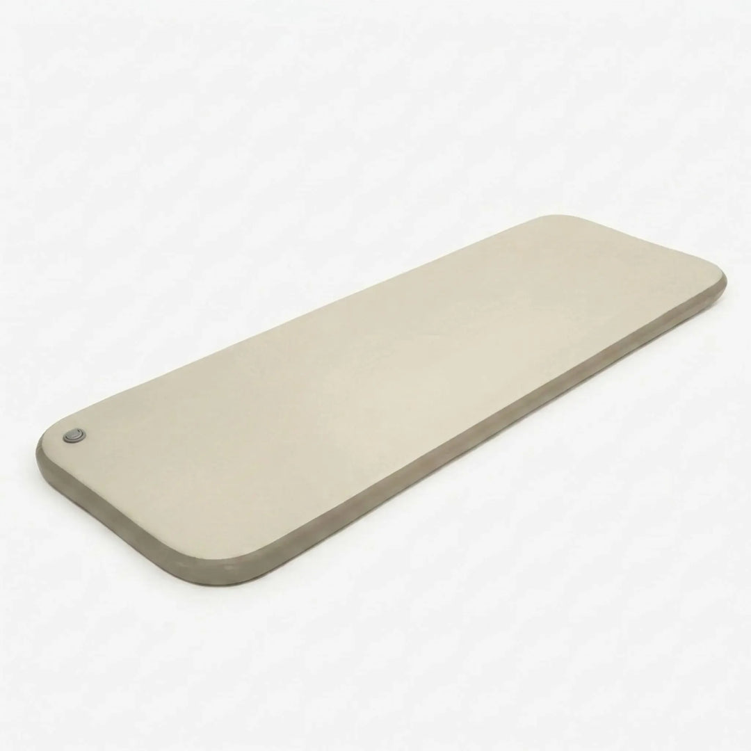 Lightweight portable air mattress for camping. Inflatable outdoor bed, easy setup for comfortable sleep.