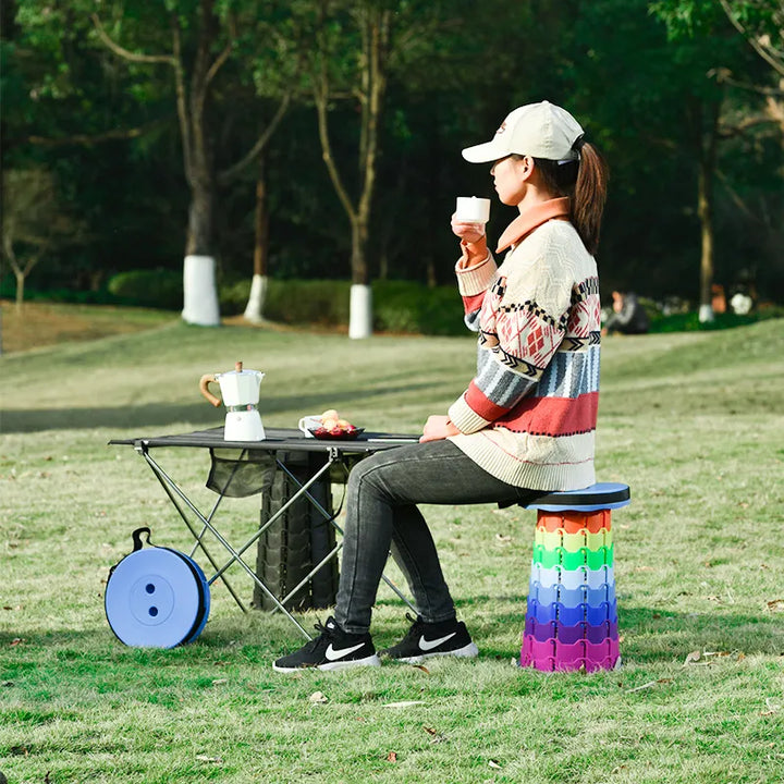 Portable stool designed for outdoor adventures, offering convenient seating solution