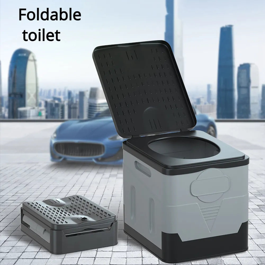 Unisex portable foldable camping toilet for outdoor solutions & emergency use, compact & travel-friendly