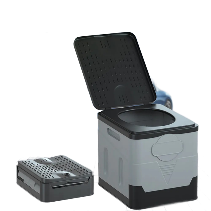 User-friendly portable camping toilet, an essential travel commode for all outdoor enthusiasts
