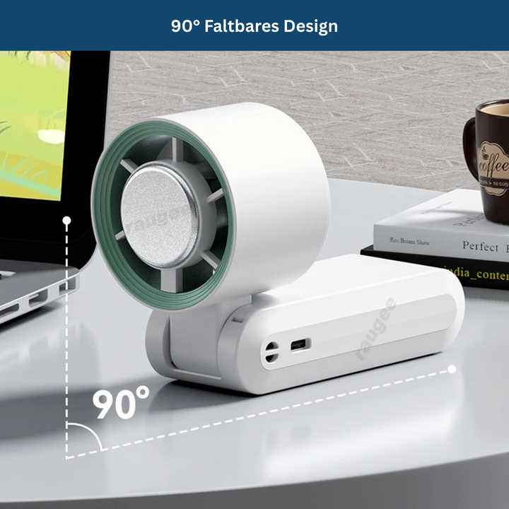 Handheld USB fan in a vibrant color, a must-have travel accessory for hot days.
