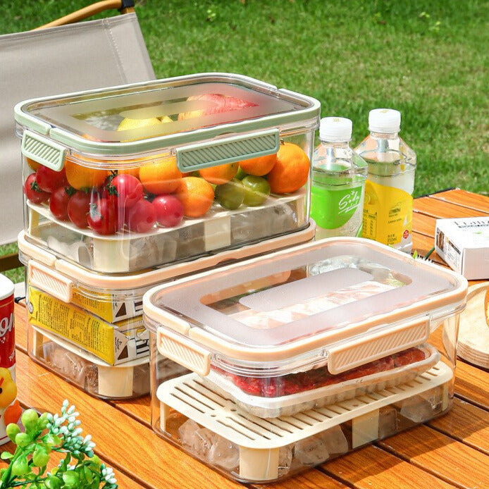 Versatile food organizer, portable & leakproof, essential for camping and kitchen organization.