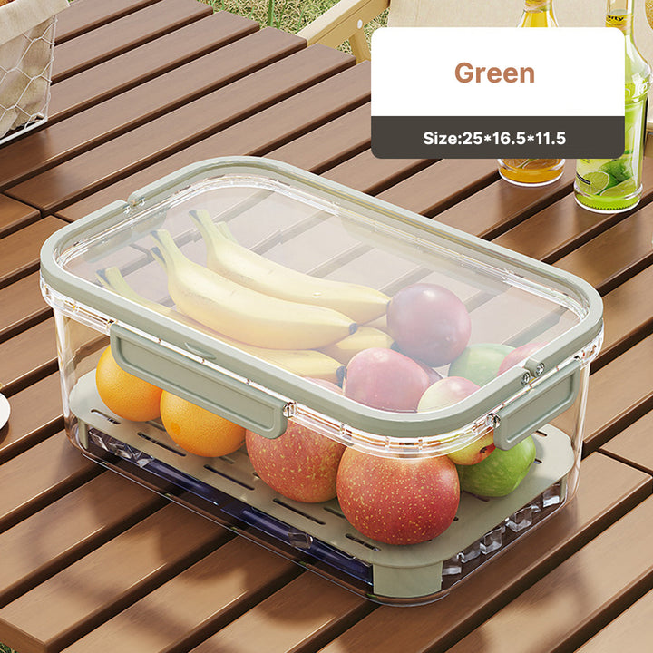 Portable food storage solution, leakproof and designed for camping gear organization.