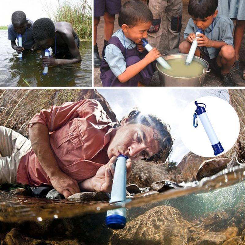 Outdoor survival water filter straw, essential for emergency preparedness & clean drinking on the go.