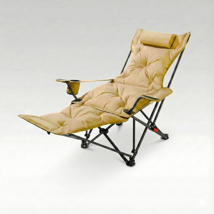 Unisex portable recliner chair for outdoor camping, foldable design, adjustable beach chair