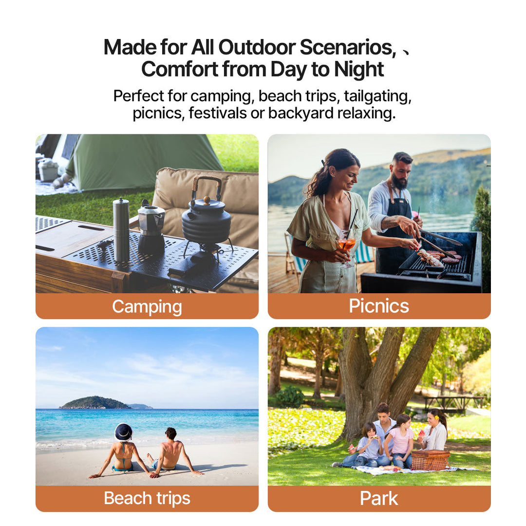 Unisex portable seat, recliner design, perfect for fishing, camping, and outdoor leisure