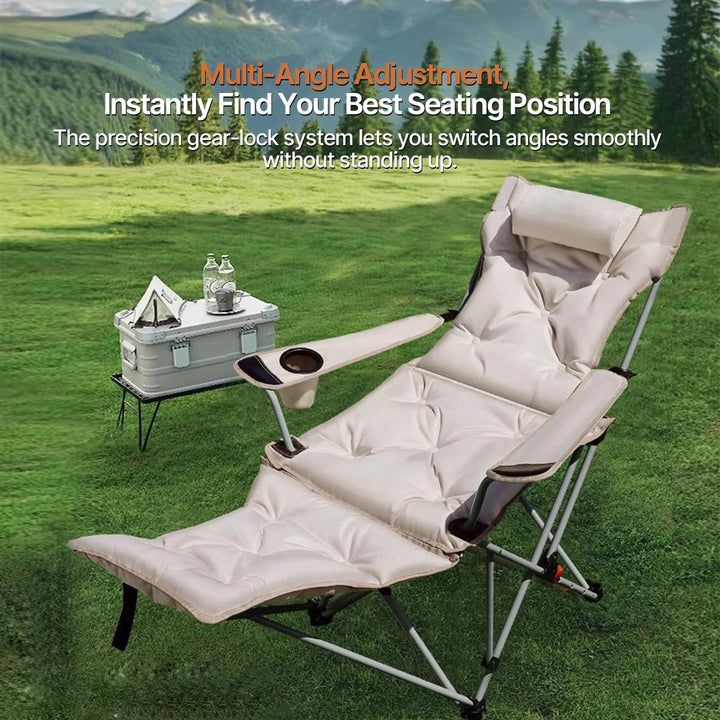 Foldable outdoor recliner chair, portable for camping and beach, sturdy and comfortable seating