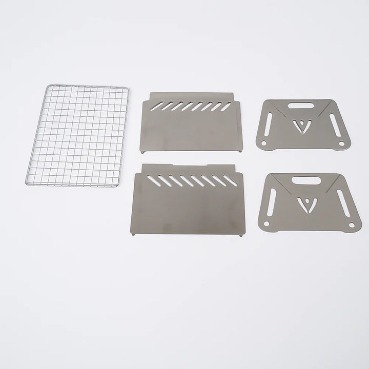 Top-down view of the stainless steel camping grill, showing ample cooking space for outdoor meals.