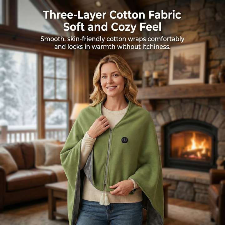 Folded USB heated electric shawl blanket, compact and ready for camping or cold weather