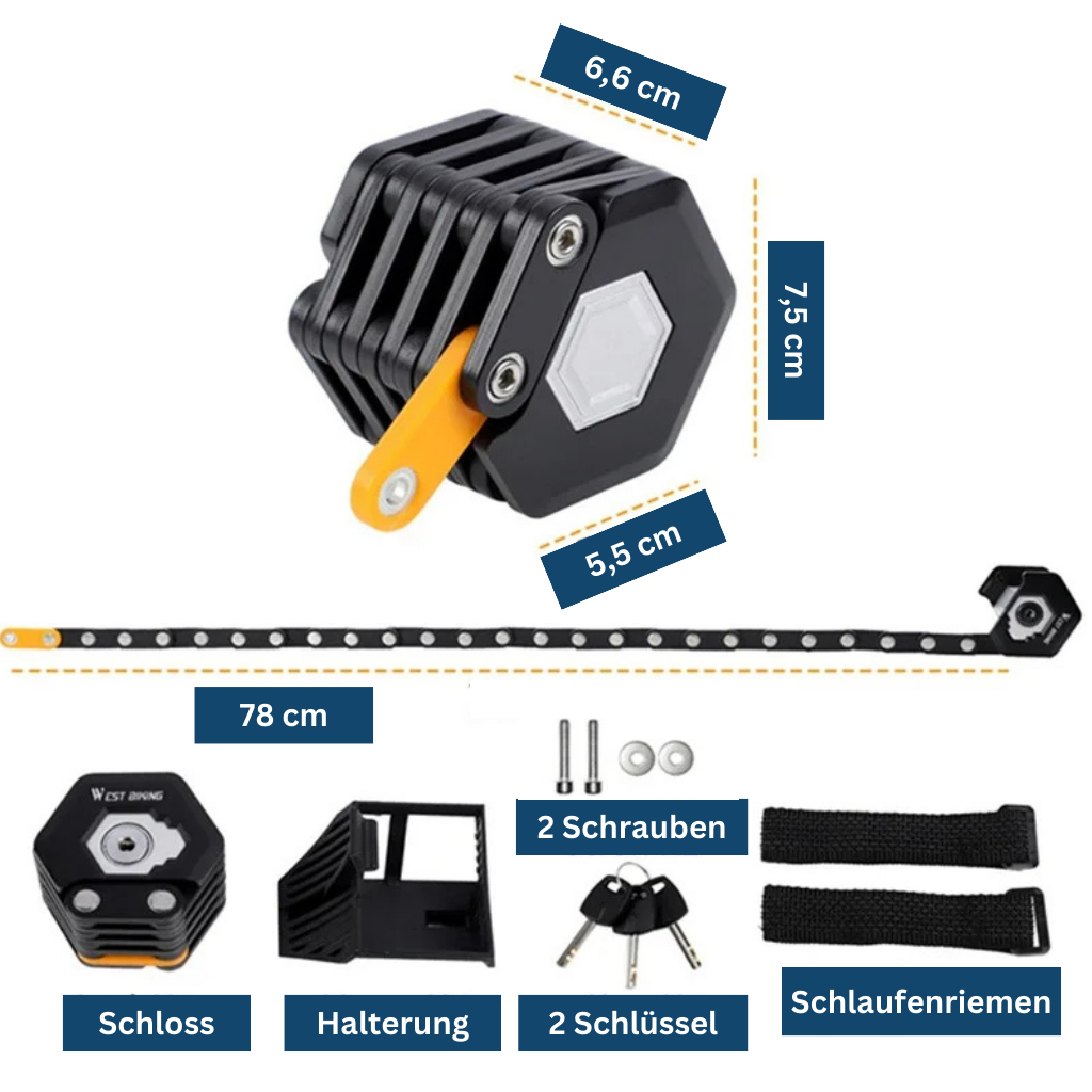 Outdoor gear: Anti-theft bicycle U-lock attached to a bike frame for convenient transport