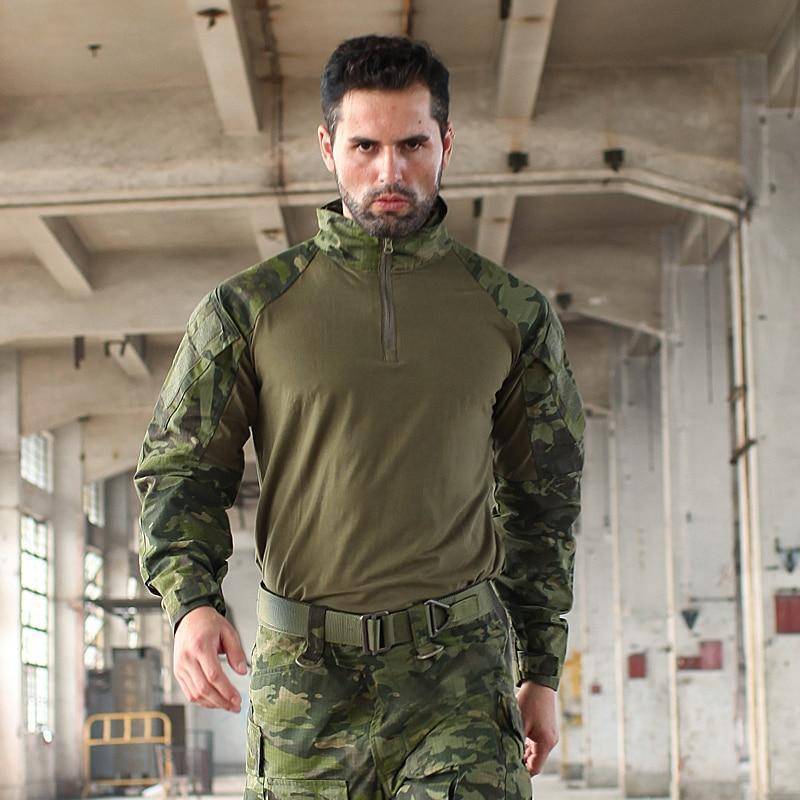 Unisex Rapid Assault 1/4 Zip Combat Tactical Shirt, ripstop fabric for hiking and outdoor activities