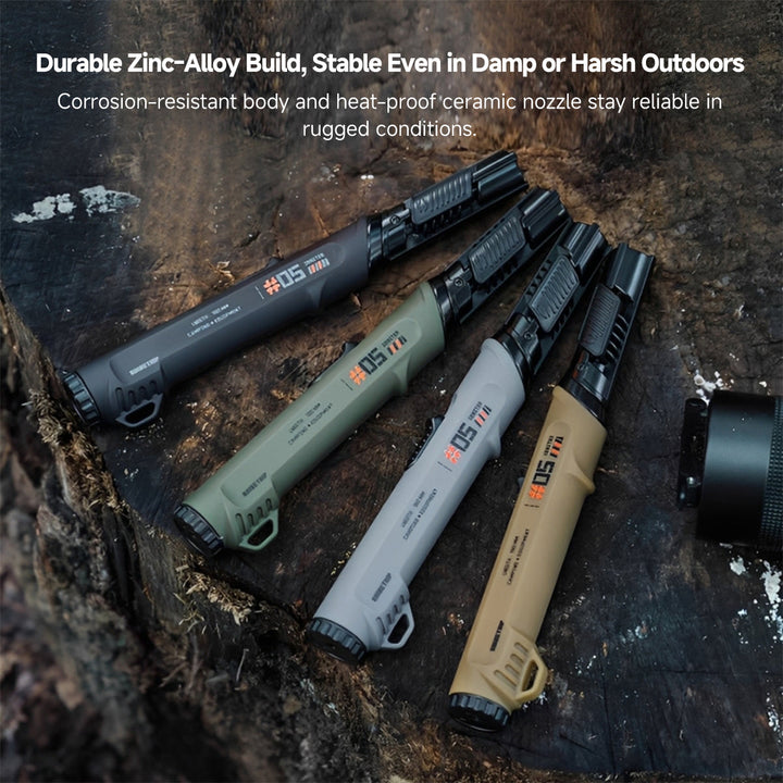 Compact rechargeable lighter for candles and camping, featuring a long neck for flexible use.
