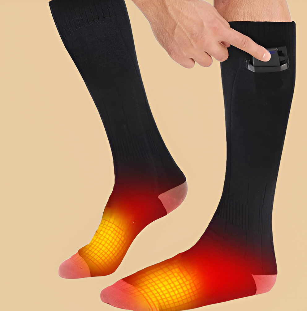 Unisex rechargeable heated socks for ultimate foot warmth during cold weather activities and outdoor gear.