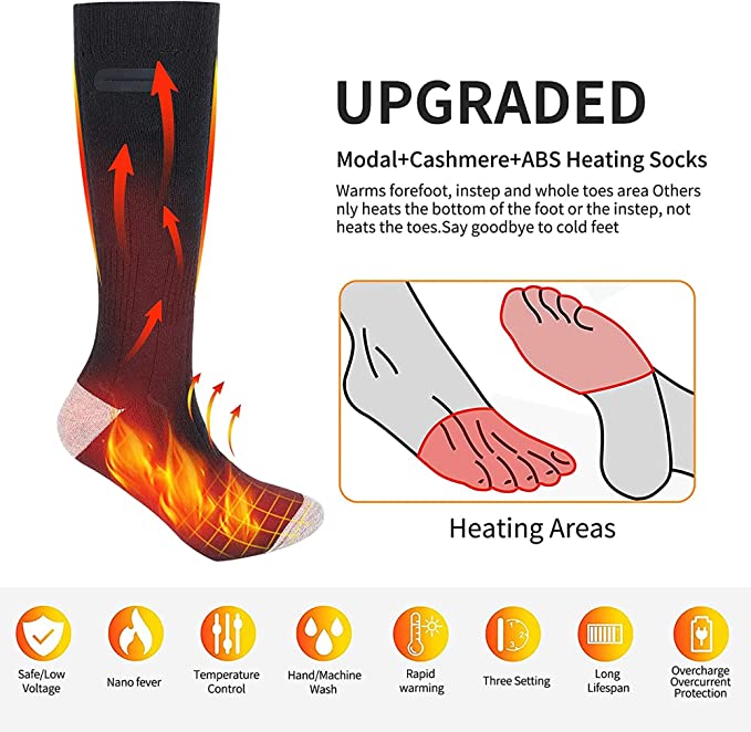 Comfortable unisex heated winter socks, battery-powered for warm feet, perfect for outdoor cold protection.