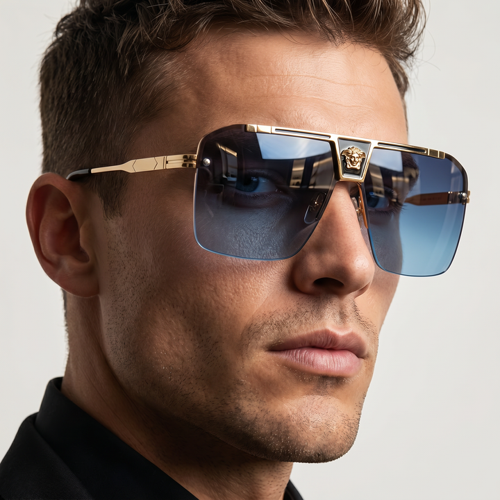 Unisex rectangular sunglasses with UV protection. Stylish modern eyewear with anti-scratch lenses.