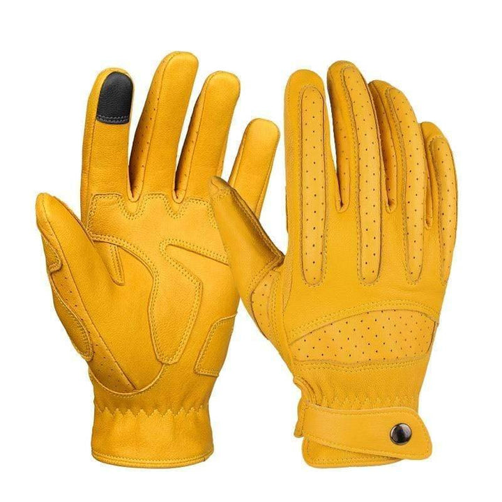 Unisex retro cycling gloves, brown goatskin, for enhanced grip and comfort on bike rides, outdoor gear.