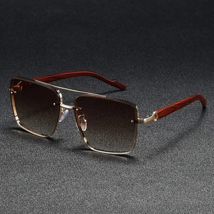 Classic retro square metal frame sunglasses featuring trendy gradient lenses for a chic, protective look.