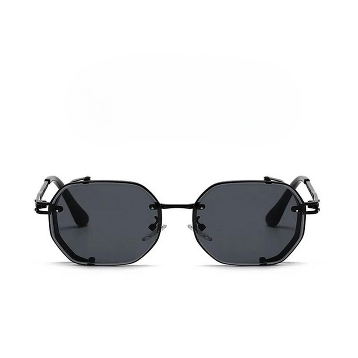 Durable metal frame steampunk sunglasses, a timeless retro accessory with round lenses & full UV protection. Unisex.