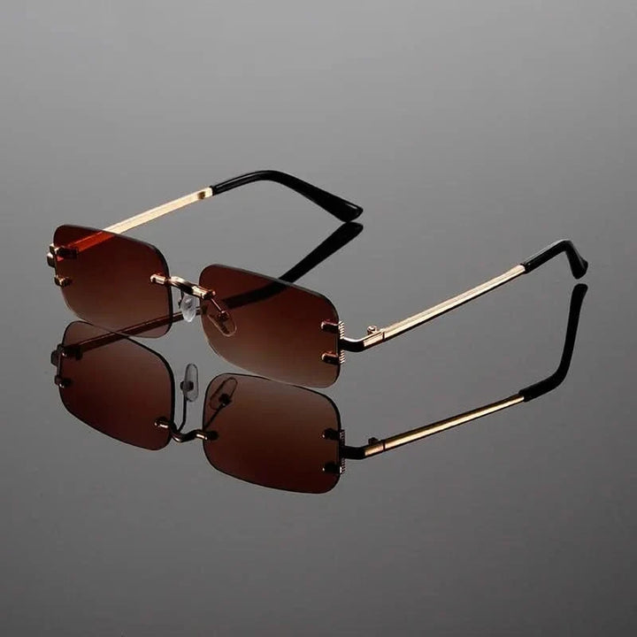 Modern rimless anti-glare shades, perfect unisex eyewear for sleek style and UV protection.