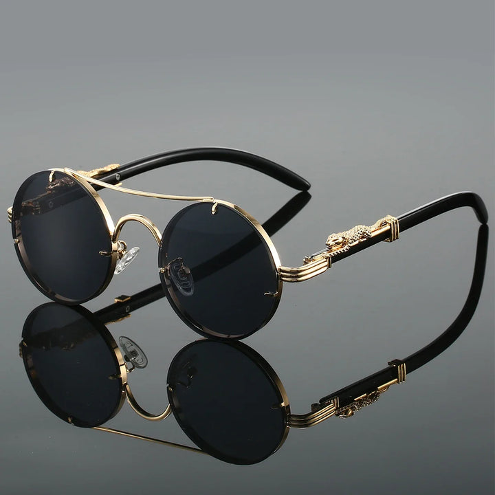 Unisex round frame UV protection sunglasses, perfect for stylish shades and summer outdoor activities.