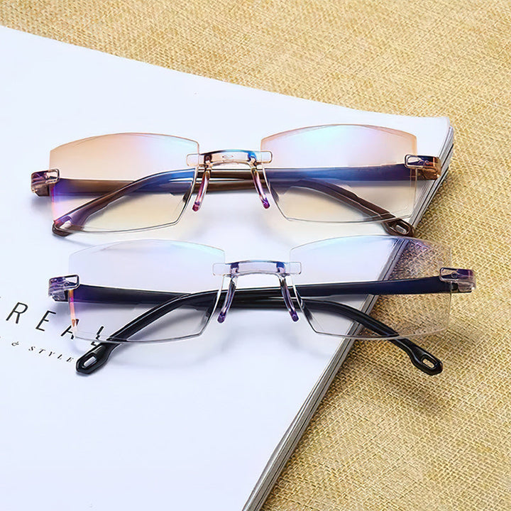 Unisex SapphireView multifocal reading glasses with blue light filter for vision correction and eye protection.