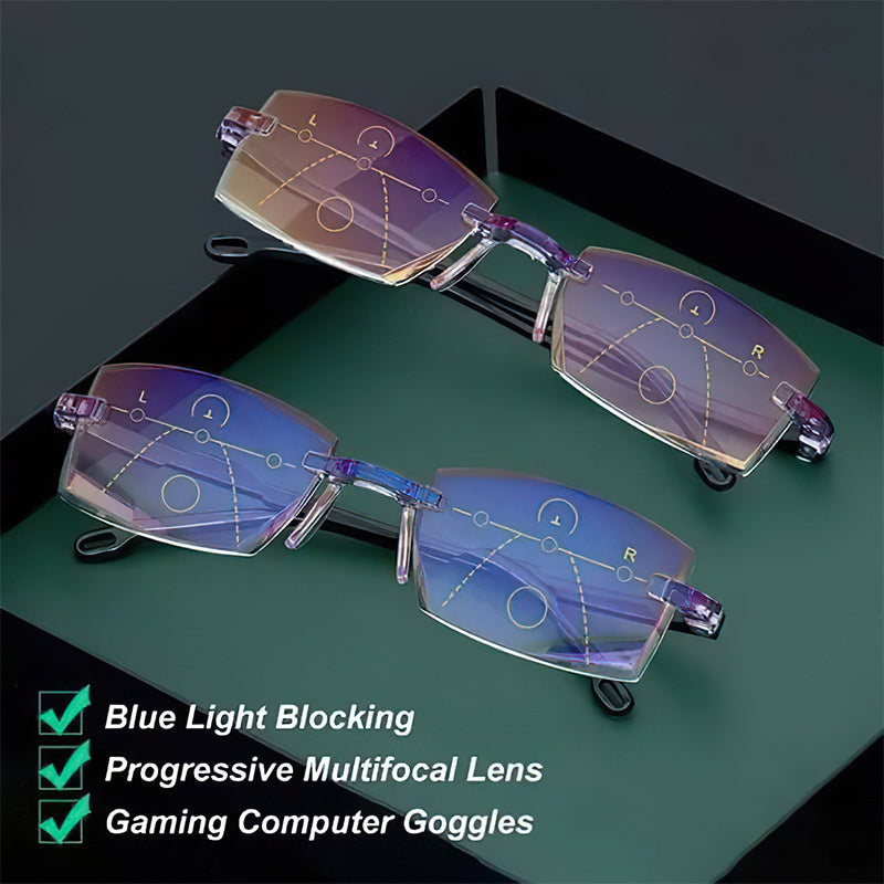 Anti-reflective computer glasses: SapphireView multifocal reading glasses with blue light filter, progressive lenses.